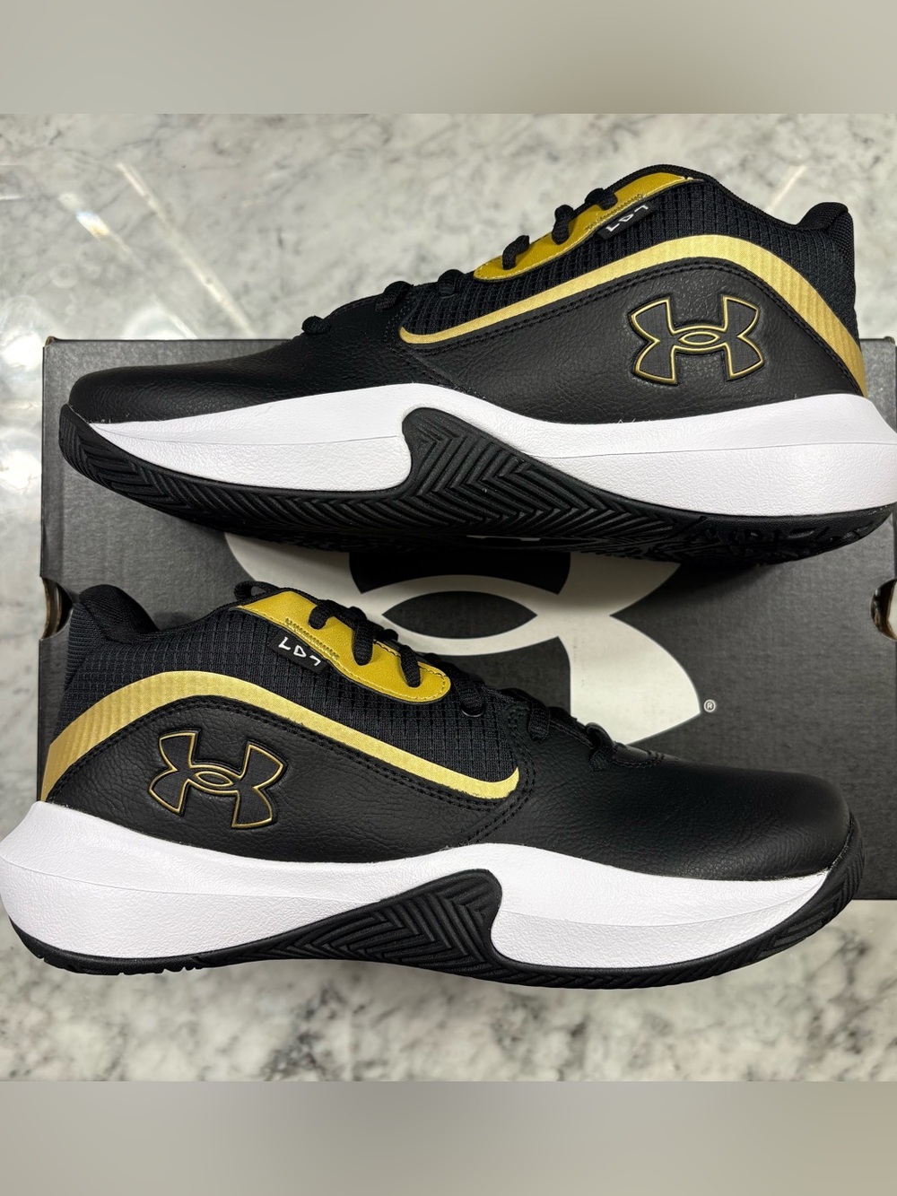Under Armour UA Lockdown 7 Basketball Shoes Black & Gold Men 8.5 9.5 11 11.5 12